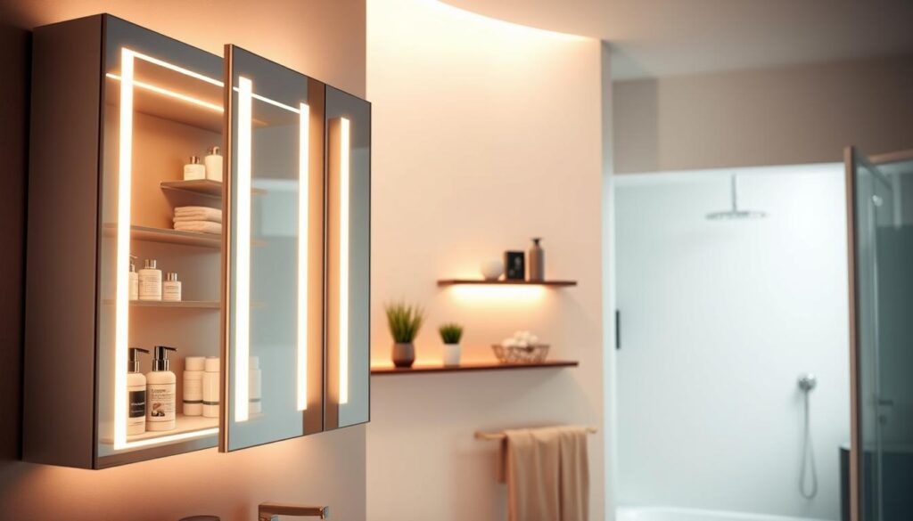 moderner Spiegelschrank mit Beleuchtung